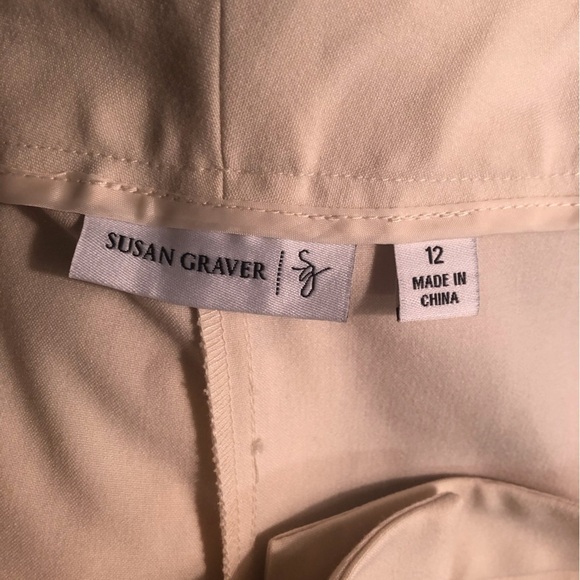 Susan Graver Sz 12 Elegant Cream beige dress pants high waist - Picture 3 of 5